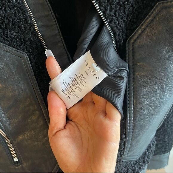 Sandro Verity Mixed Media Jacket - Picture 8 of 8